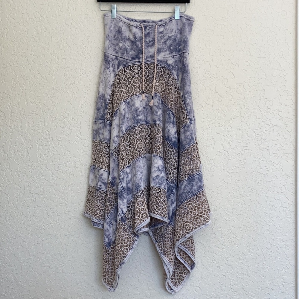 Free people mama crocheted purple tie die lace panel terry poncho - Picture 3 of 13